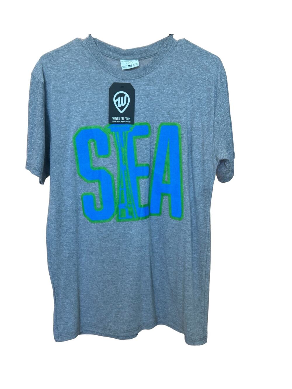 New ~ WHERE I'M FROM ~ Seattle Needle Grey T-Shirt Size S SEATTLE